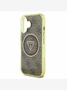 Guess Guess IML 4G Glitter και τριγωνικό λογότυπο MagSafe Back Cover για iPhone 16 Καφέ