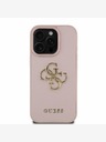 Guess Guess PU Grained 4G μεταλλικό κάλυμμα με λογότυπο για iPhone 16 Pro Max ροζ