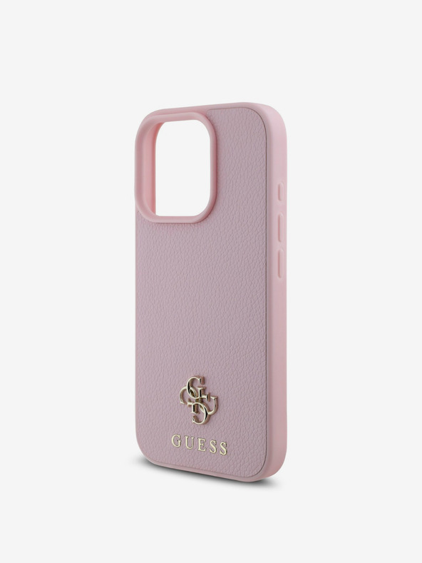 Guess Guess PU Grained 4G Μικρό μεταλλικό λογότυπο MagSafe Back Cover για iPhone 16 Pro Max Ροζ