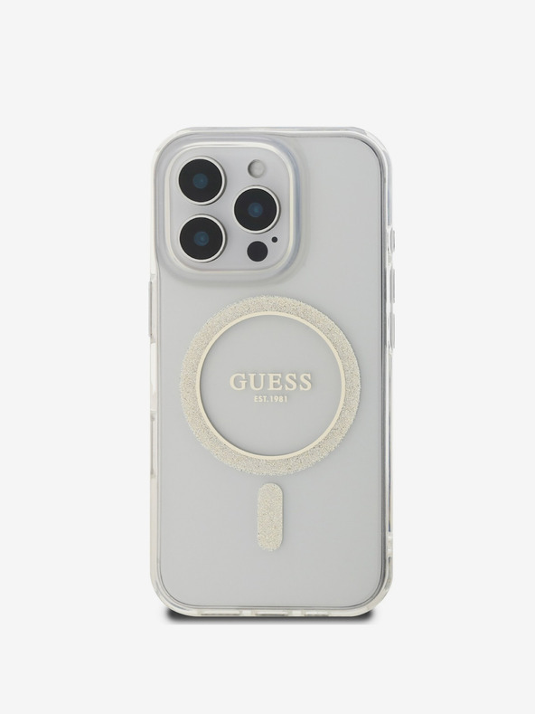 Guess Guess IML Glitter Ring MagSafe Back Cover για iPhone 16 Pro Διαφανές