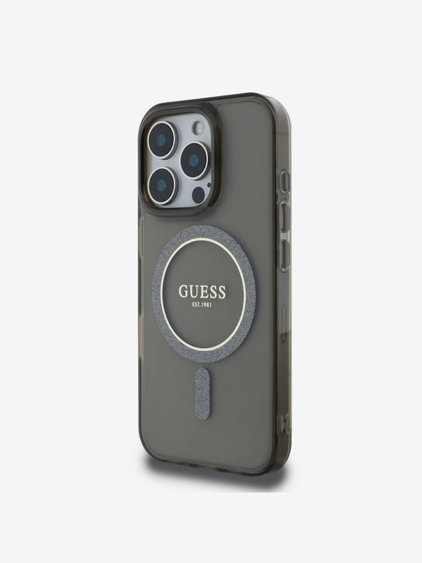 Guess Guess IML Glitter Ring MagSafe Back Cover για iPhone 16 Pro Max Μαύρο