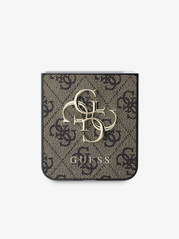 Guess Guess PU 4G μεταλλικό κάλυμμα με λογότυπο στην πλάτη για Samsung Galaxy Z Flip 6 Καφέ