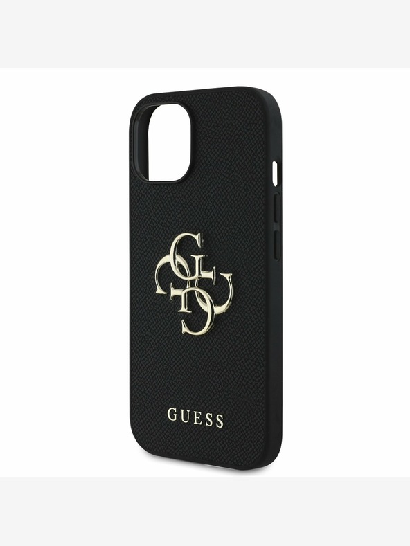 Guess Guess PU Grained 4G μεταλλικό λογότυπο κάλυμμα πλάτης για iPhone 14 μαύρο