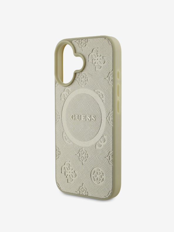 Guess Guess Saffiano Peony Stamp MagSafe Back Cover για iPhone 16 Gold
