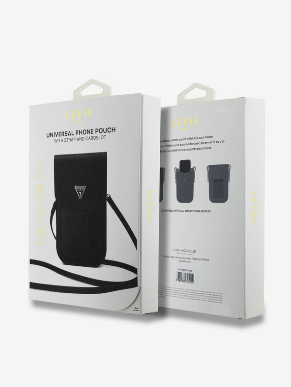 Guess Guess PU σαγρέ τριγωνική τσάντα τηλεφώνου με λογότυπο μαύρο