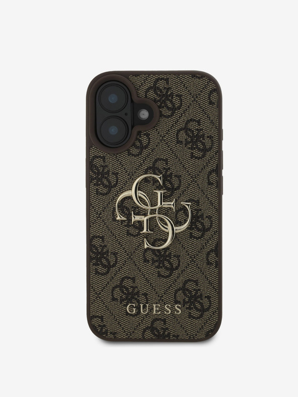 Guess Guess PU 4G μεταλλικό λογότυπο πίσω κάλυμμα για iPhone 16 καφέ