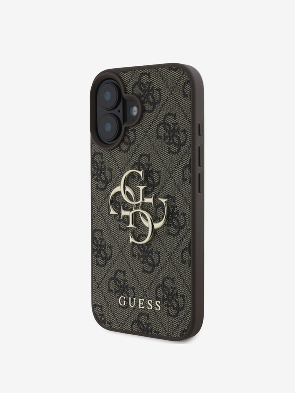 Guess Guess PU 4G μεταλλικό λογότυπο πίσω κάλυμμα για iPhone 16 καφέ