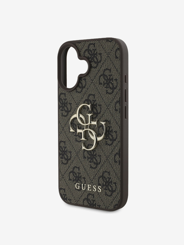 Guess Guess PU 4G μεταλλικό λογότυπο πίσω κάλυμμα για iPhone 16 καφέ
