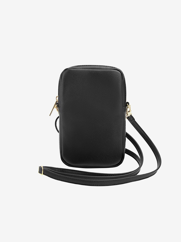 Guess Guess PU σαγρέ 4G τσάντα τηλεφώνου με μεταλλικό λογότυπο με φερμουάρ μαύρο