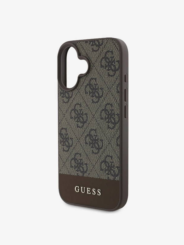 Guess Guess PU 4G ριγέ κάλυμμα πλάτης για iPhone 16 καφέ