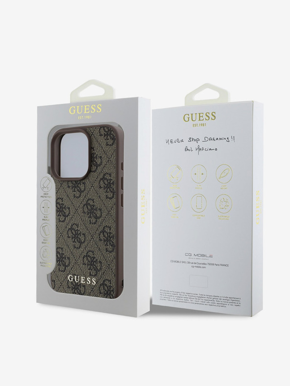 Guess Guess 4G Γούρι πίσω κάλυμμα για iPhone 16 Pro τόνος σε τόνο καφέ