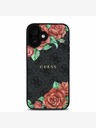 Guess Guess PU δέρμα 4G Roses MagSafe πίσω κάλυμμα για iPhone 16 Μαύρο