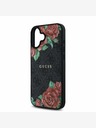 Guess Guess PU δέρμα 4G Roses MagSafe πίσω κάλυμμα για iPhone 16 Μαύρο