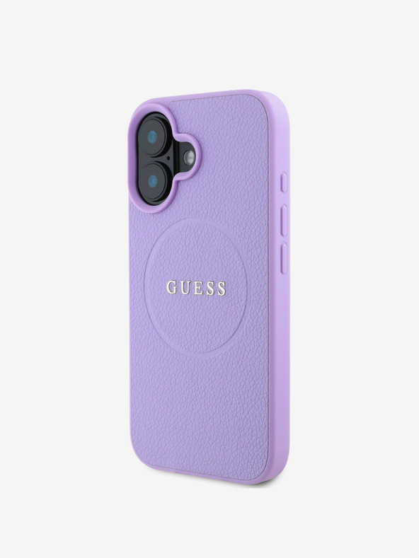 Guess Guess PU σαγρέ κλασικό λογότυπο MagSafe πίσω κάλυμμα για iPhone 16 μοβ