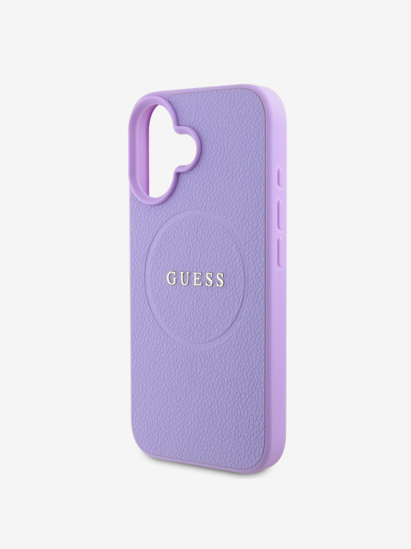 Guess Guess PU σαγρέ κλασικό λογότυπο MagSafe πίσω κάλυμμα για iPhone 16 μοβ