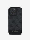 Guess Guess PU 4G Κάλυμμα πλάτης με λωρίδες για iPhone 16 Pro Γκρι