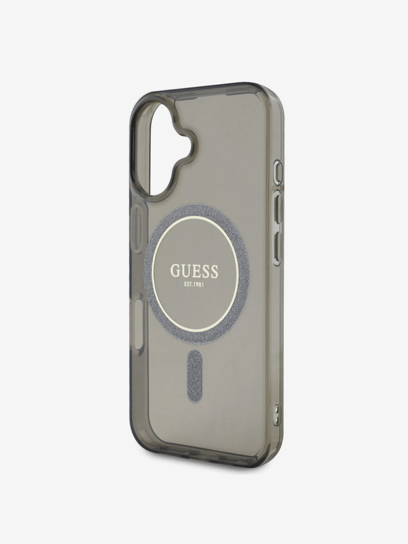 Guess Guess IML Glitter Ring MagSafe Back Cover για iPhone 16 Μαύρο