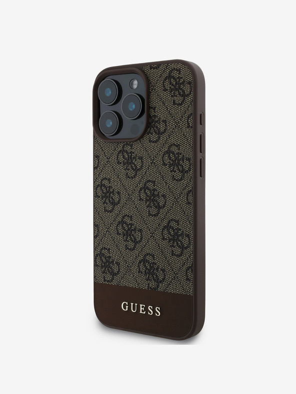 Guess Guess PU 4G Stripe πίσω κάλυμμα για iPhone 16 Pro καφέ