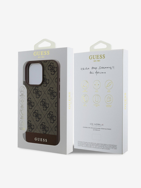Guess Guess PU 4G Stripe πίσω κάλυμμα για iPhone 16 Pro καφέ