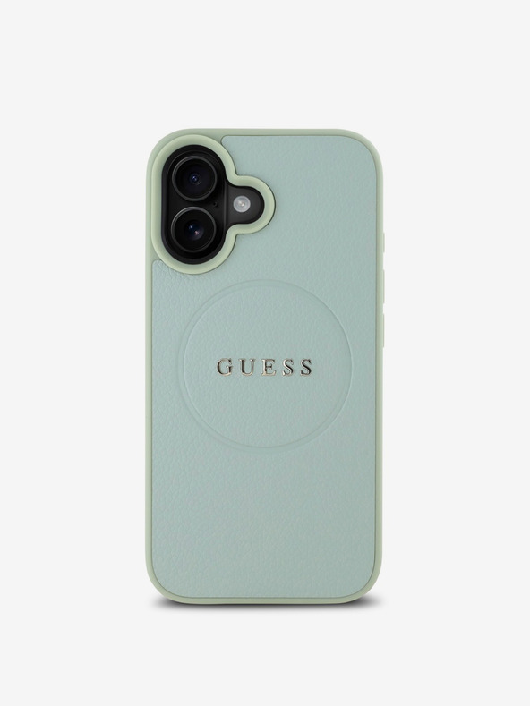 Guess Guess PU σαγρέ κλασικό λογότυπο με λογότυπο MagSafe Back Cover για iPhone 16 Πράσινο