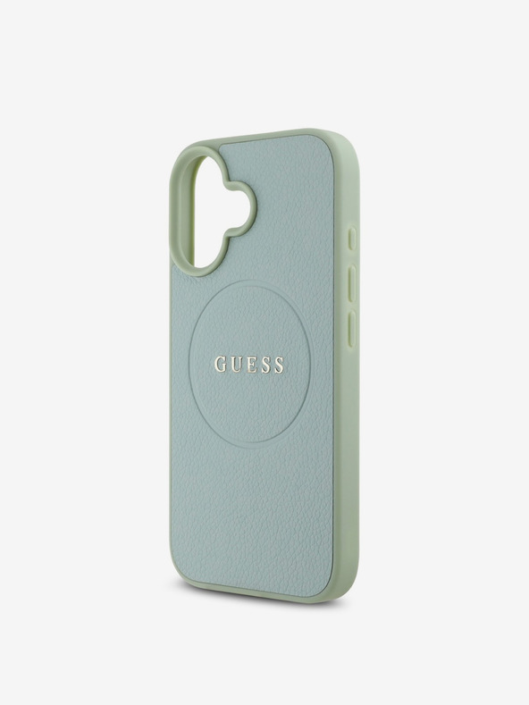 Guess Guess PU σαγρέ κλασικό λογότυπο με λογότυπο MagSafe Back Cover για iPhone 16 Πράσινο