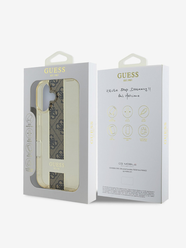 Guess Guess IML Middle 4G Stripe Back Cover για iPhone 16 Brown