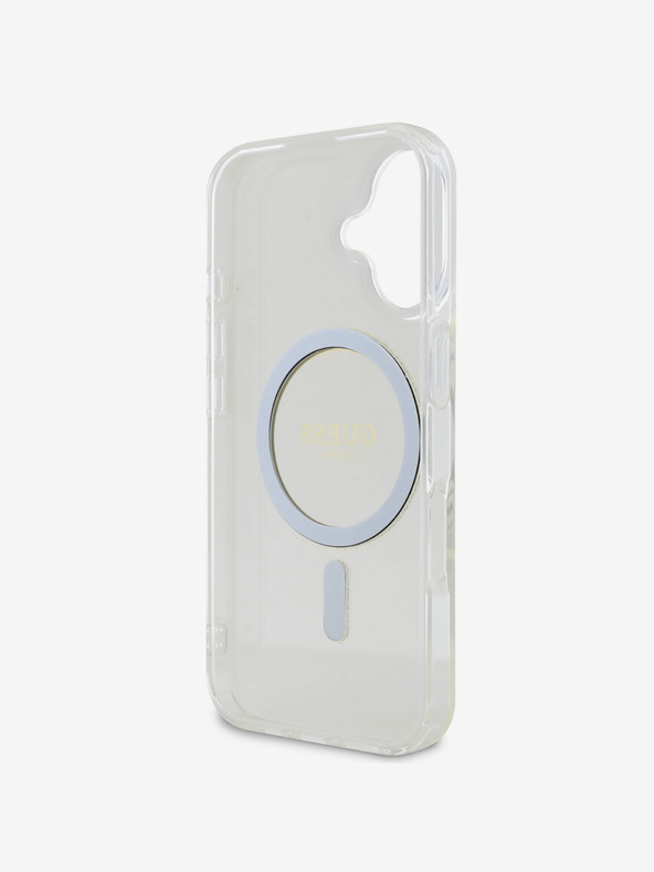 Guess Guess IML Glitter Ring MagSafe Back Cover για iPhone 16 Διαφανές