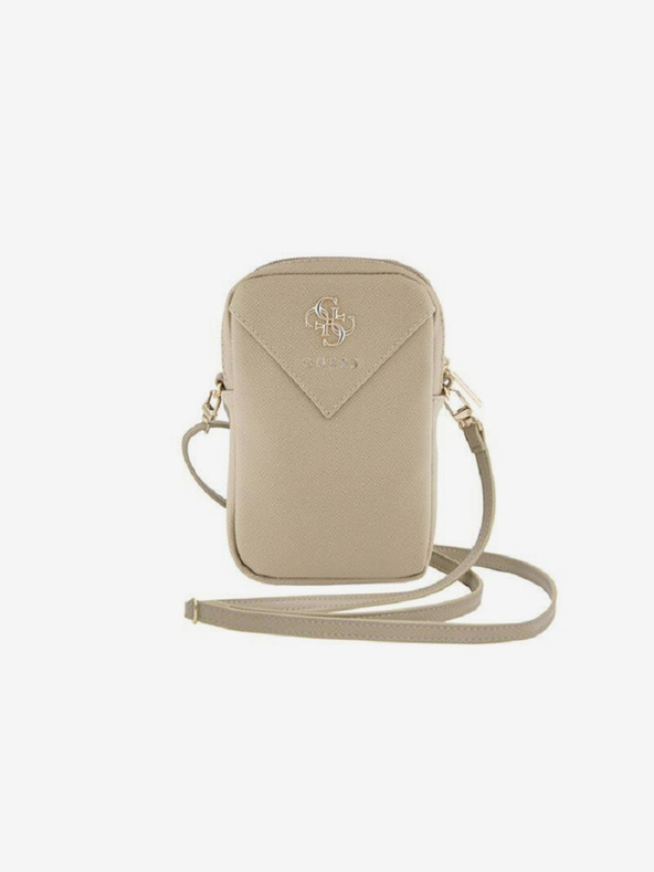 Guess Guess PU σαγρέ 4G μεταλλικό λογότυπο με φερμουάρ τσάντα τηλεφώνου με φερμουάρ Χρυσό