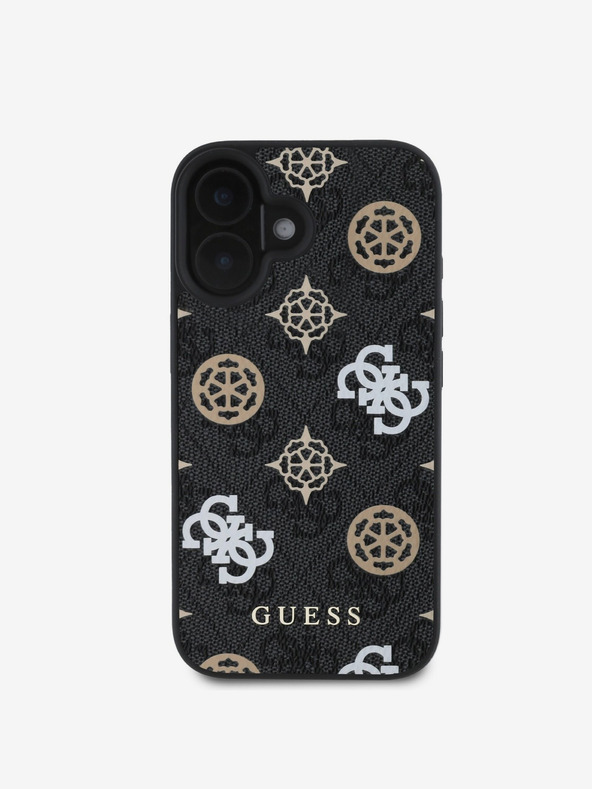 Guess Guess PU 4G Peony MagSafe Back Cover για iPhone 16 Μαύρο