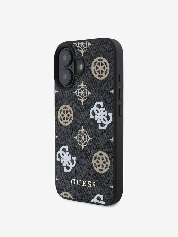 Guess Guess PU 4G Peony MagSafe Back Cover για iPhone 16 Μαύρο