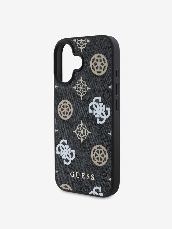 Guess Guess PU 4G Peony MagSafe Back Cover για iPhone 16 Μαύρο