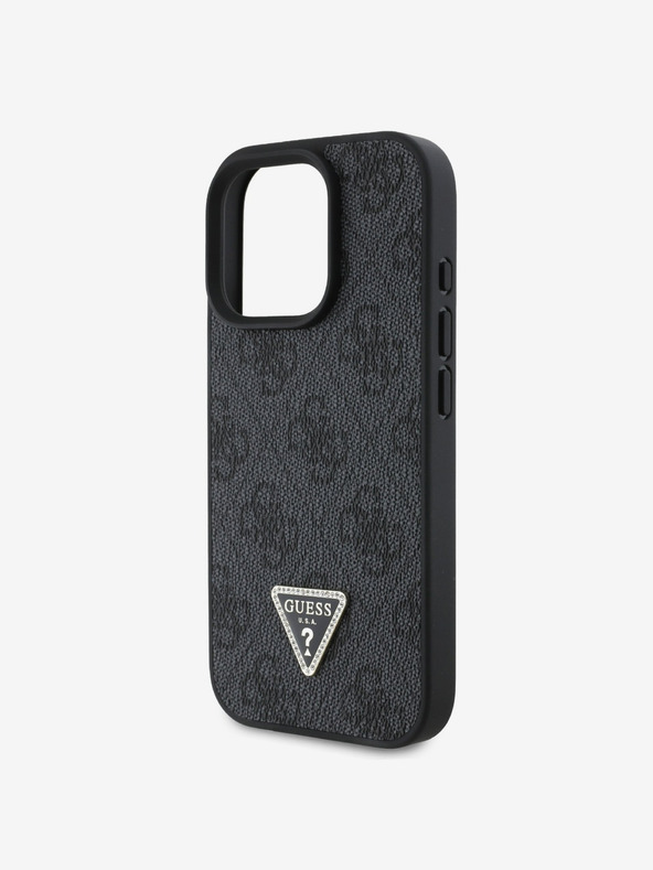 Guess Guess PU 4G Strass Triangle Metal Logo Back Cover + λουράκι για iPhone 16 Pro Max Μαύρο