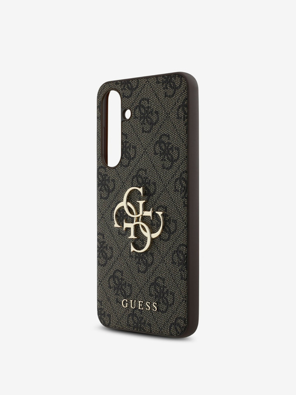 Guess Guess PU 4G κάλυμμα πλάτης με μεταλλικό λογότυπο για Samsung Galaxy S24 FE καφέ