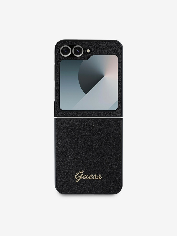 Guess Guess PC/TPU Glitter Flakes μεταλλικό λογότυπο πίσω κάλυμμα για Samsung Galaxy Z Flip 6 Μαύρο