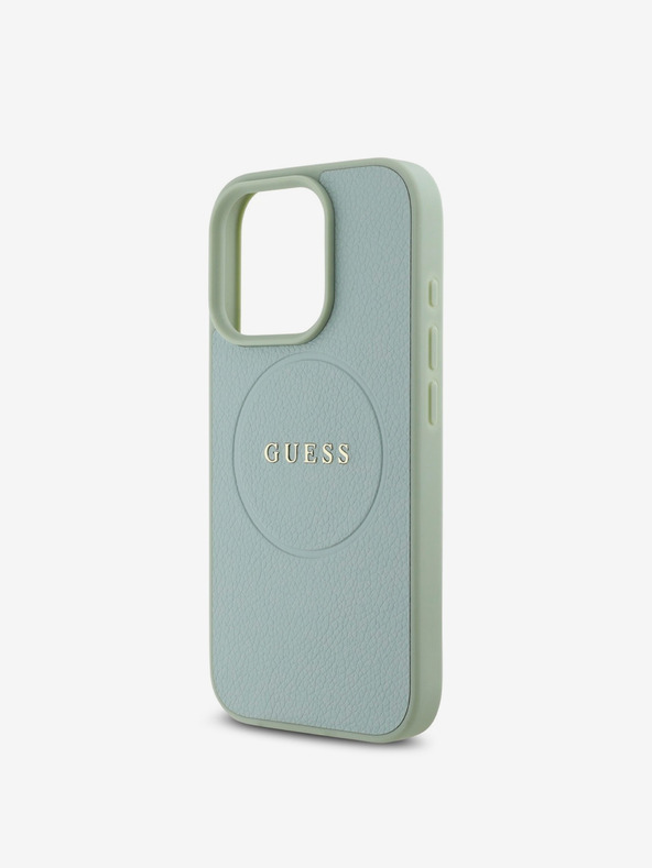 Guess Guess PU σαγρέ κλασικό λογότυπο MagSafe πίσω κάλυμμα για iPhone 16 Pro Πράσινο