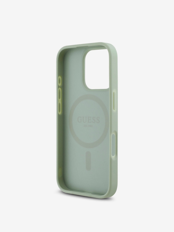 Guess Guess PU σαγρέ κλασικό λογότυπο MagSafe πίσω κάλυμμα για iPhone 16 Pro Πράσινο