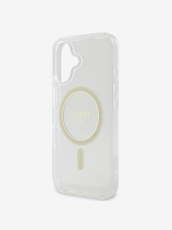 Guess Guess IML Glitter Ring MagSafe Back Cover για iPhone 16 Plus Διαφανές