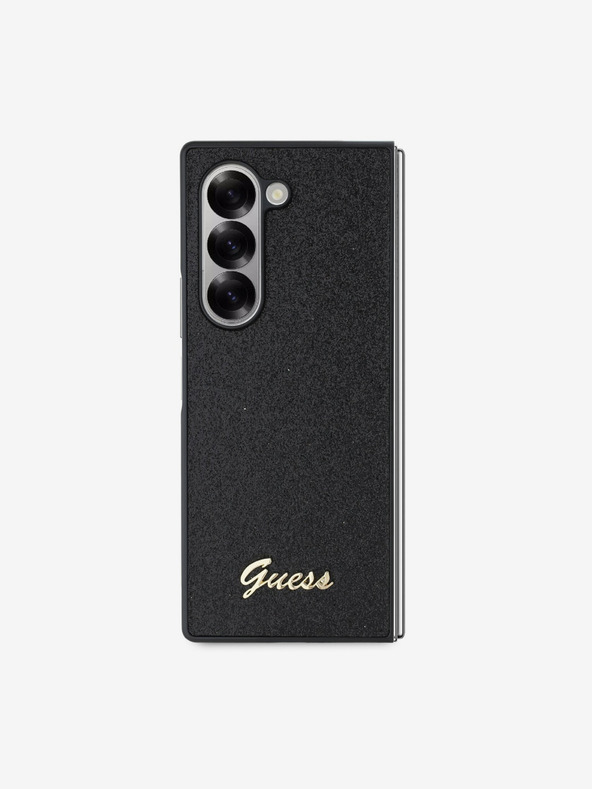 Guess Guess PC/TPU Glitter Flakes μεταλλικό λογότυπο πίσω κάλυμμα για Samsung Galaxy Z Fold 6 Μαύρο