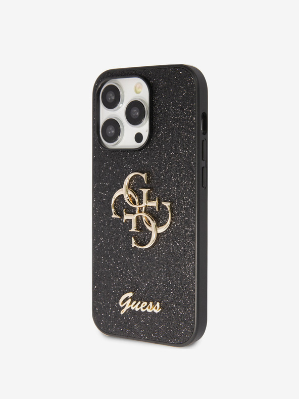 Guess Guess PU Fixed Glitter 4G Metal Logo Back Cover για iPhone 15 Pro Max Μαύρο