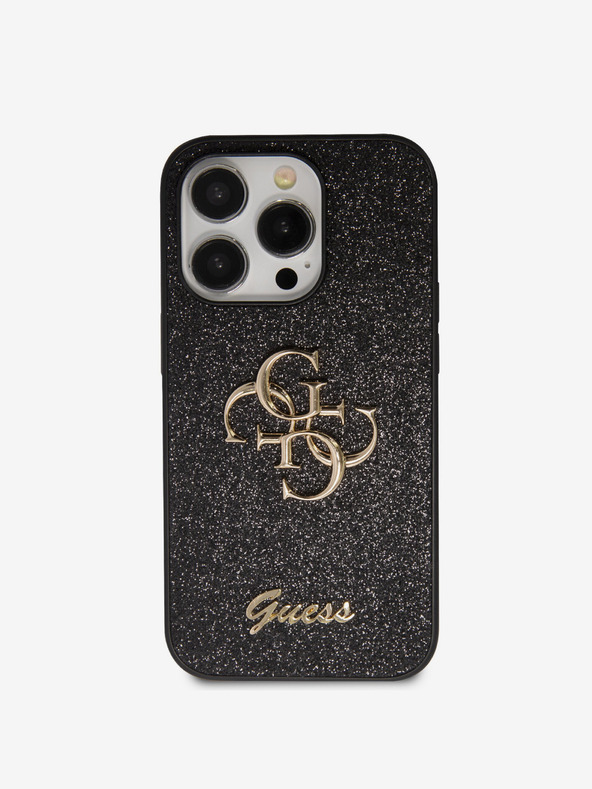 Guess Guess PU Fixed Glitter 4G Metal Logo Back Cover για iPhone 15 Pro Max Μαύρο
