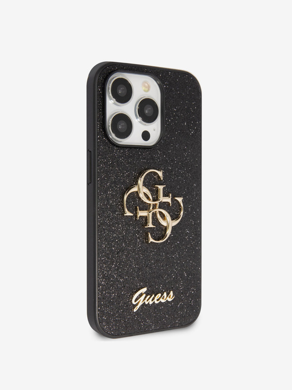 Guess Guess PU Fixed Glitter 4G Metal Logo Back Cover για iPhone 15 Pro Max Μαύρο