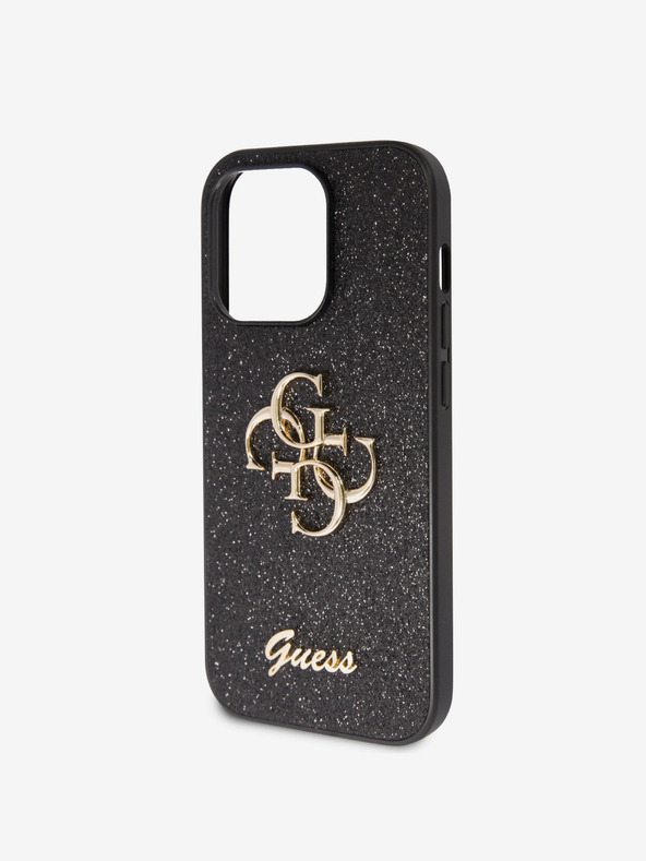 Guess Guess PU Fixed Glitter 4G Metal Logo Back Cover για iPhone 15 Pro Max Μαύρο