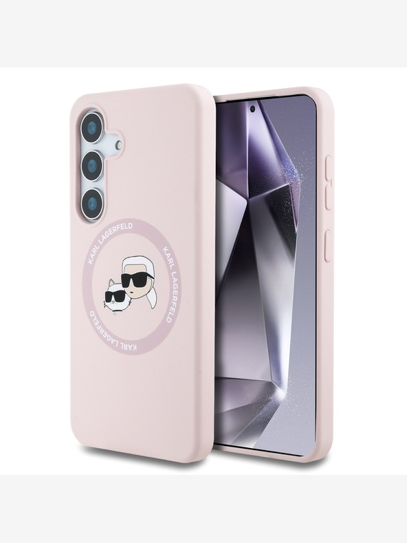 Karl Lagerfeld Karl Lagerfeld Υγρή σιλικόνη K&CH Heads MagSafe Back Cover για Samsung Galaxy S25+ Ροζ