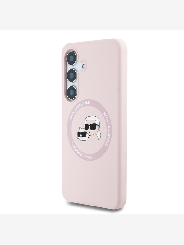 Karl Lagerfeld Karl Lagerfeld Υγρή σιλικόνη K&CH Heads MagSafe Back Cover για Samsung Galaxy S25+ Ροζ