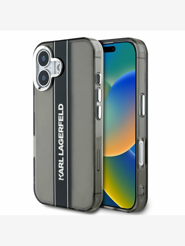 Karl Lagerfeld Karl Lagerfeld IML Stripe Logo πίσω κάλυμμα για iPhone 16 Μαύρο