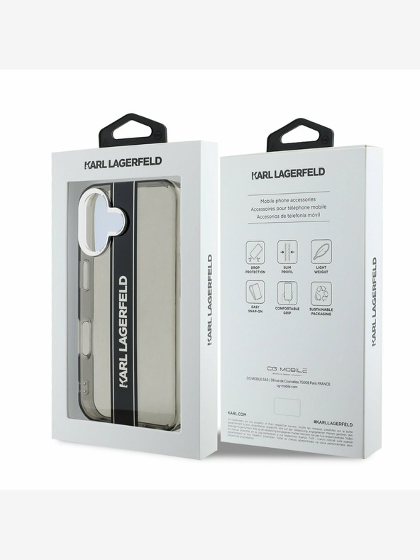 Karl Lagerfeld Karl Lagerfeld IML Stripe Logo πίσω κάλυμμα για iPhone 16 Μαύρο