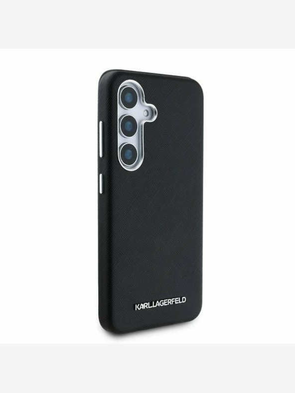 Karl Lagerfeld Karl Lagerfeld PU Saffiano μεταλλικό κάλυμμα πλάτης με λογότυπο και πλαίσιο για Samsung Galaxy S25 Μαύρο