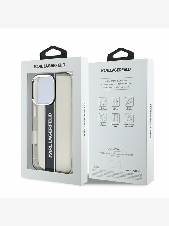 Karl Lagerfeld Karl Lagerfeld IML Stripe Logo Back Cover για iPhone 16 Pro Μαύρο