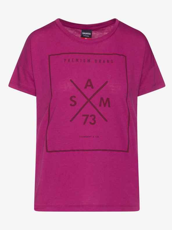 Sam 73 Σκούρο ροζ γυναικείο τυπωμένο T-Shirt SAM 73