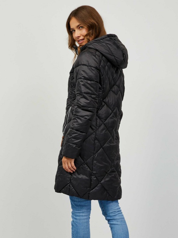 Sam 73 Μαύρο γυναικείο καπιτονέ παλτό με κουκούλα Sam 73